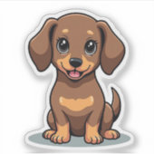 Adorable Dackel, Kawaii Wink, Klein Aufkleber (Vorderseite)