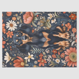 Adorable Dackel Lebendige Blume Dekoupage Seidenpapier