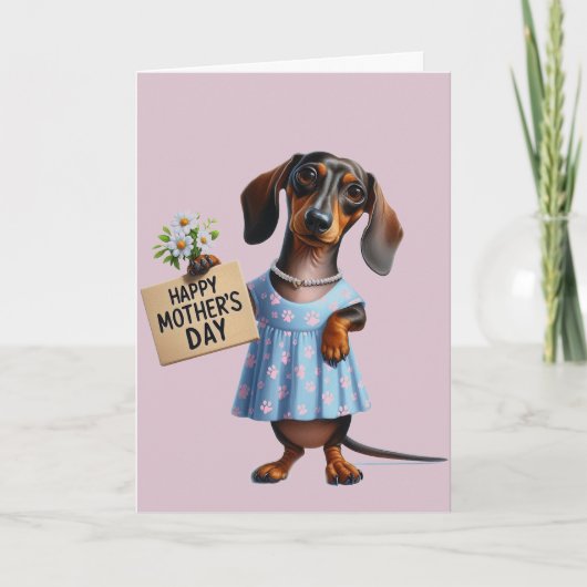 Adorable Dackel Muttertag Karte (Vorderseite)