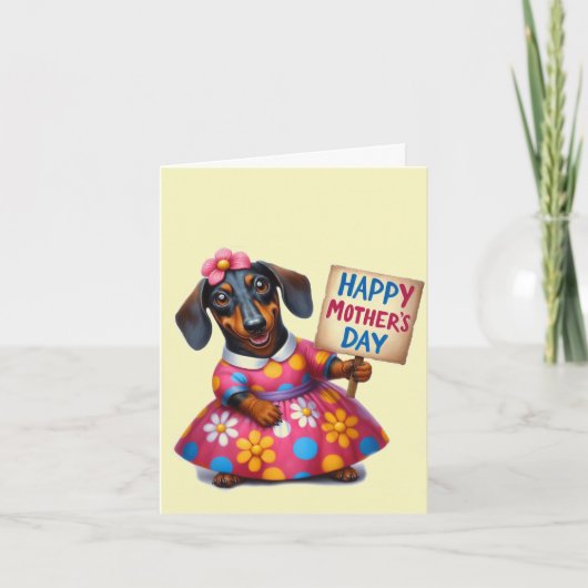 Adorable Dackel Muttertag Karte (Vorderseite)