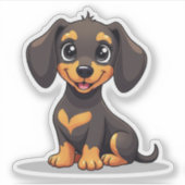 Adorable Dackel Welpe - Pastellkleber Aufkleber (Vorderseite)