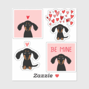Adorable Dackel Welpenhund Valentinkleber Aufkleber