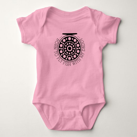 Adorable Daddy's Little Future Fly Fishing Pink Baby Strampler (Vorderseite)