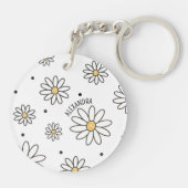 Adorable Daisis and Dots Personalisierter Name Schlüsselanhänger (Rückseite)