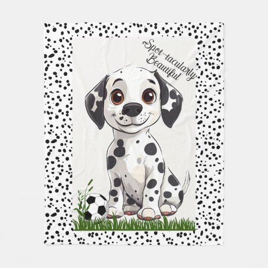 Adorable Dalmatian Puppy Football Art Fleecedecke (Vorderseite)