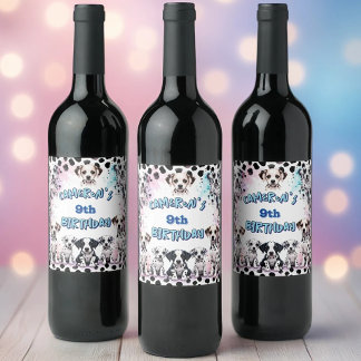 Adorable Dalmatiner Birthday Wein Set Weinetikett