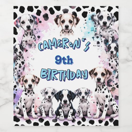Adorable Dalmatiner Birthday Wein Set Weinetikett (Einzelnes Label)