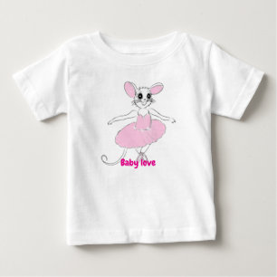 Adorable Dancing Ballerina Rat in Pink TuTu T-Shir Baby T-shirt