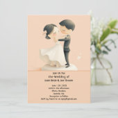 Adorable Dancing Duo Hochzeit Einladung (Stehend Vorderseite)