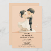 Adorable Dancing Duo Hochzeit Einladung (Vorne/Hinten)