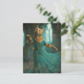 Adorable Dancing Ginger Cat Postkarte (Stehend Vorderseite)