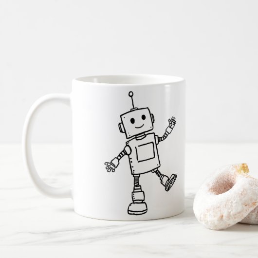 Adorable Dancing Robot Mug Kaffeetasse (Mit Donut)