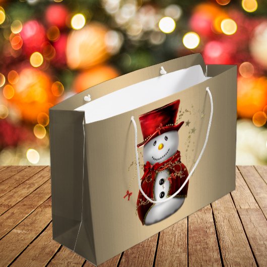 Adorable Dapper Snowman in Red Velvet Große Geschenktüte