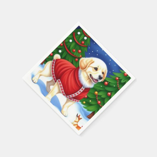 Adorable Decorative Holiday Dog Serviette (Ecke)