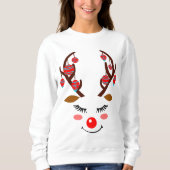 Adorable Deer Face & Ornaments on Antlers Women's Sweatshirt (Vorderseite)