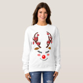 Adorable Deer Face & Ornaments on Antlers Women's Sweatshirt (Vorne ganz)