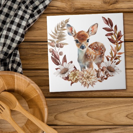 Adorable Deer Faer Autumn Kreath Fliese
