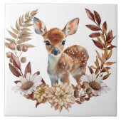 Adorable Deer Faer Autumn Kreath Fliese (Vorderseite)