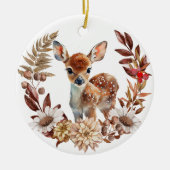 Adorable Deer Fawn Wreath Enkeltochter Keramik Ornament (Vorne)