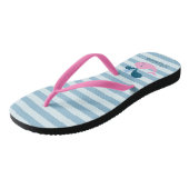 Adorable Delphine , Personalisierte blaue Streifen Badesandalen (Schrägansicht)
