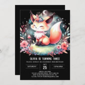 Adorable Digital Fox Geburtstag Einladung (Vorne/Hinten)