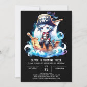 Adorable Digital Pirate Geburtstag Einladung (Vorderseite)