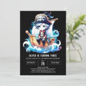 Adorable Digital Pirate Geburtstag Einladung (Stehend Vorderseite)