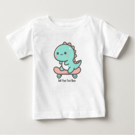 Adorable Dino auf der Skateboard Personalisierter Baby T-shirt