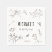 Adorable Dino Dig Birthday Serviette (Vorderseite)