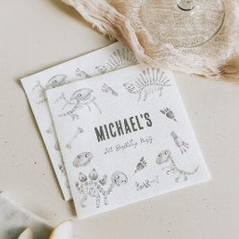 Adorable Dino Dig Birthday Serviette