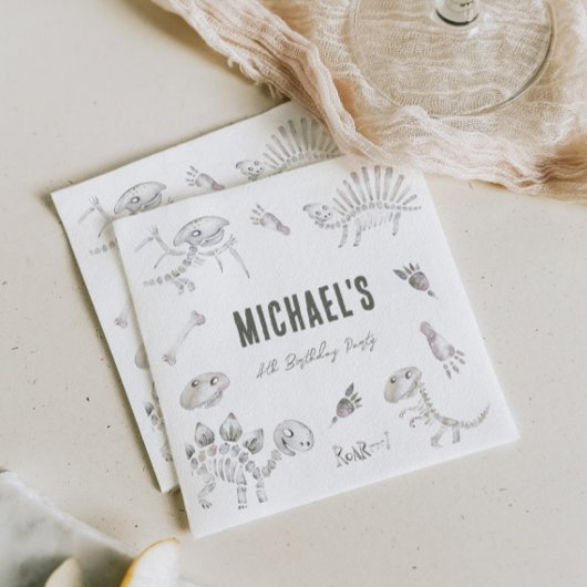 Adorable Dino Dig Birthday Serviette