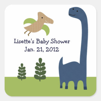 Adorable Dino/Dinosaurier 3 Stickers/Umschlag Aufk Quadratischer Aufkleber