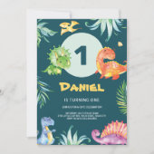 Adorable Dinos Birthday Einladung (Vorderseite)