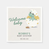 Adorable Dinosaur Babydusche Begrüßungspapier Napk Serviette (Vorderseite)
