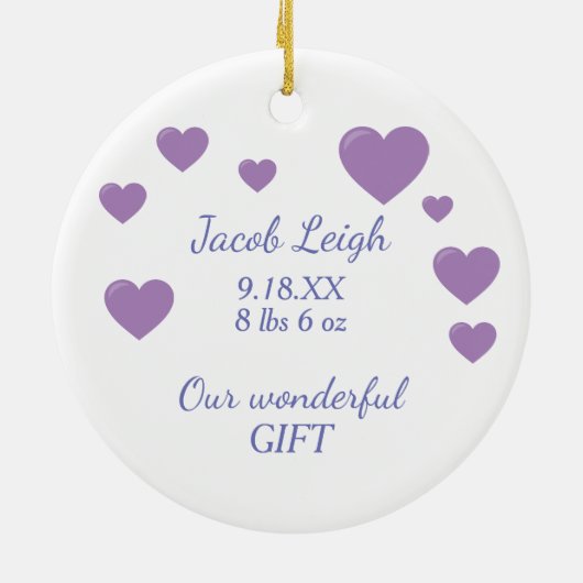 Adorable Dinosaurier Baby Erste Weihnacht Keramik Ornament (Hinten)