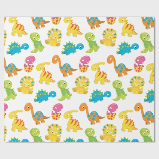 Adorable Dinosaurier Geschenkpapier (Flach)