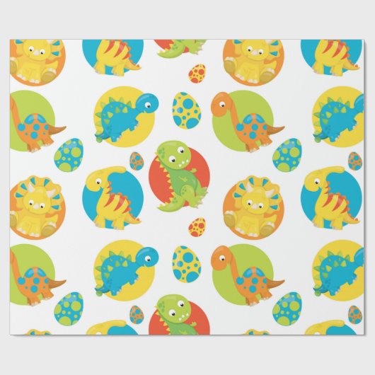 Adorable Dinosaurier Geschenkpapier (Flach)