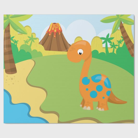 Adorable Dinosaurier Geschenkpapier (Flach)