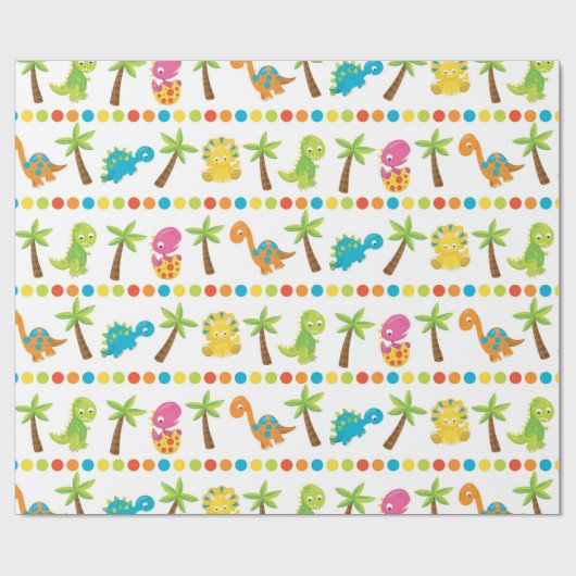 Adorable Dinosaurier Geschenkpapier (Flach)