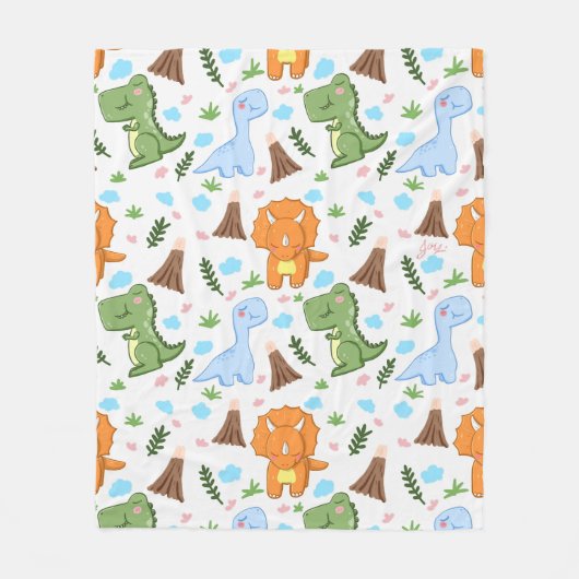 Adorable Dinosaurier Muster für Kinder Fleecedecke (Vorderseite)
