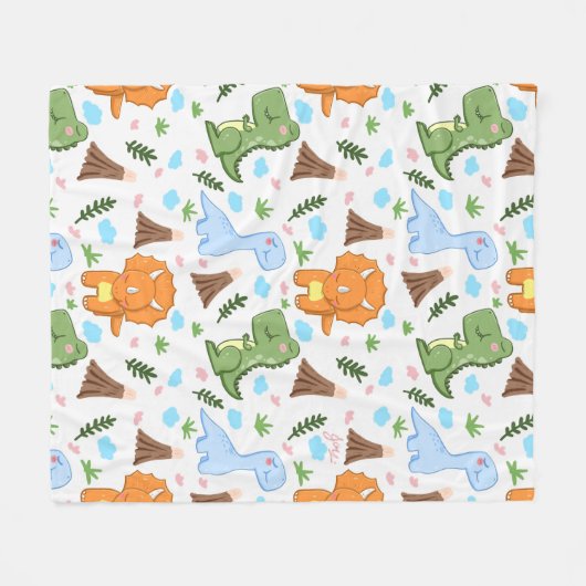 Adorable Dinosaurier Muster für Kinder Fleecedecke (Vorderseite (Horizontal))