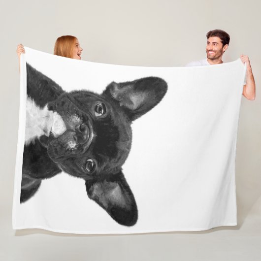 Adorable Dog | Black French Bulldog Face Fleecedecke (Beispiel)
