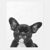 Adorable Dog | Black French Bulldog Face Fleecedecke (Vorderseite)