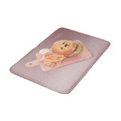 Adorable Dog Face Burger mit Fries Badematte (Schrägansicht)