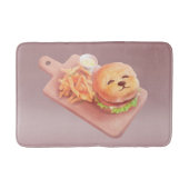 Adorable Dog Face Burger mit Fries Badematte (Vorderseite)