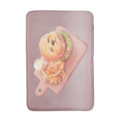 Adorable Dog Face Burger mit Fries Badematte (Vorderseite Vertikal)