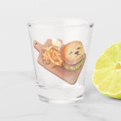 Adorable Dog Face Burger mit Fries Schnapsglas (Vorderseite)