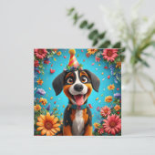 Adorable Dog feiert Geburtstagsparty Einladung (Stehend Vorderseite)