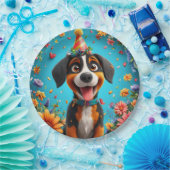 Adorable Dog feiert Geburtstagsparty Pappteller (Party)