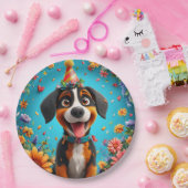 Adorable Dog feiert Geburtstagsparty Pappteller (Party)